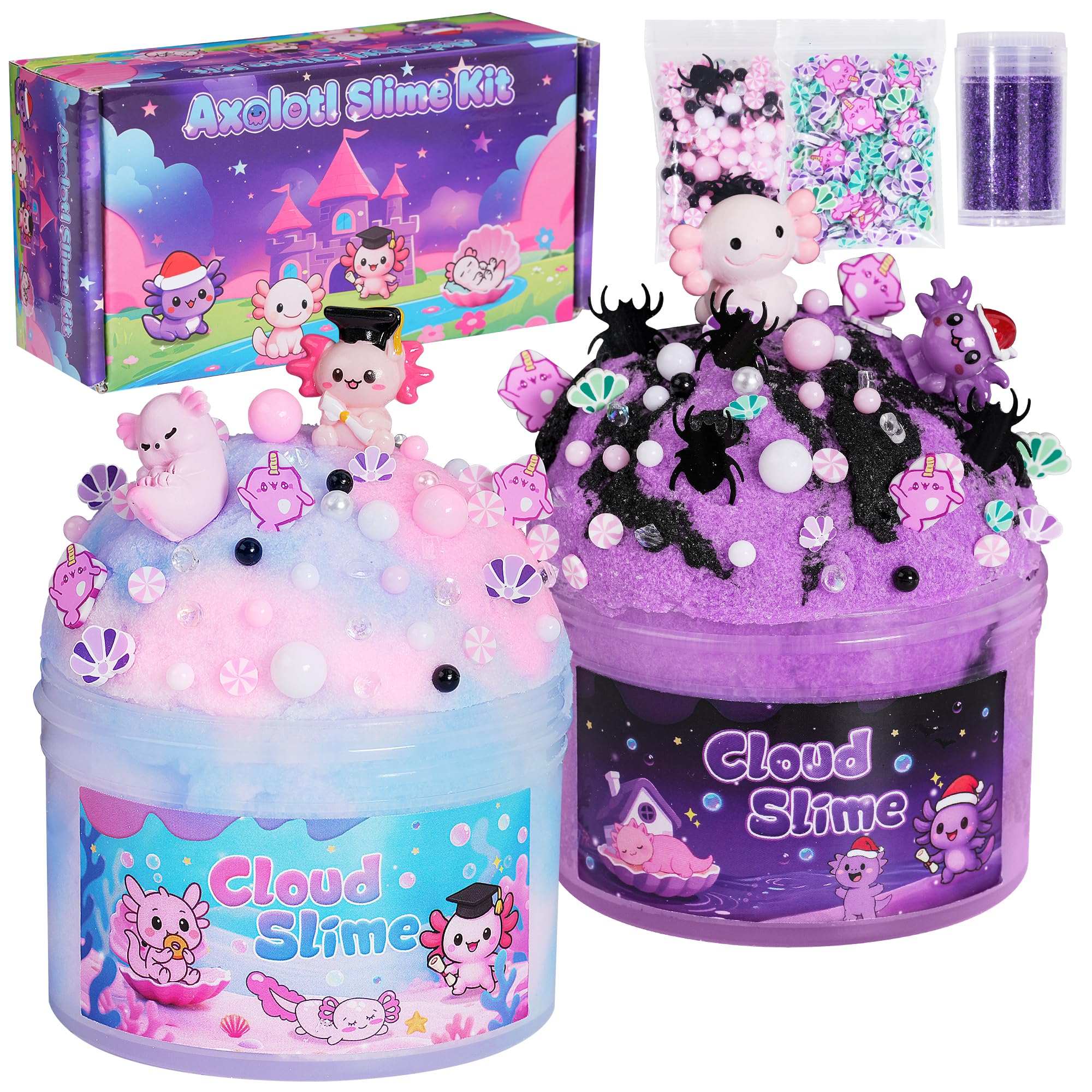 Amazon.com: Joytry Axolotl Cloud Slime Kit 2 Pack - 14oz Non